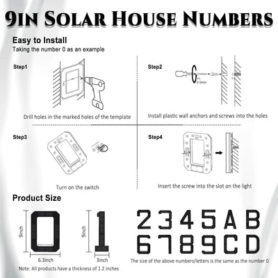 Solar-Powered House Numbers 9-Inch